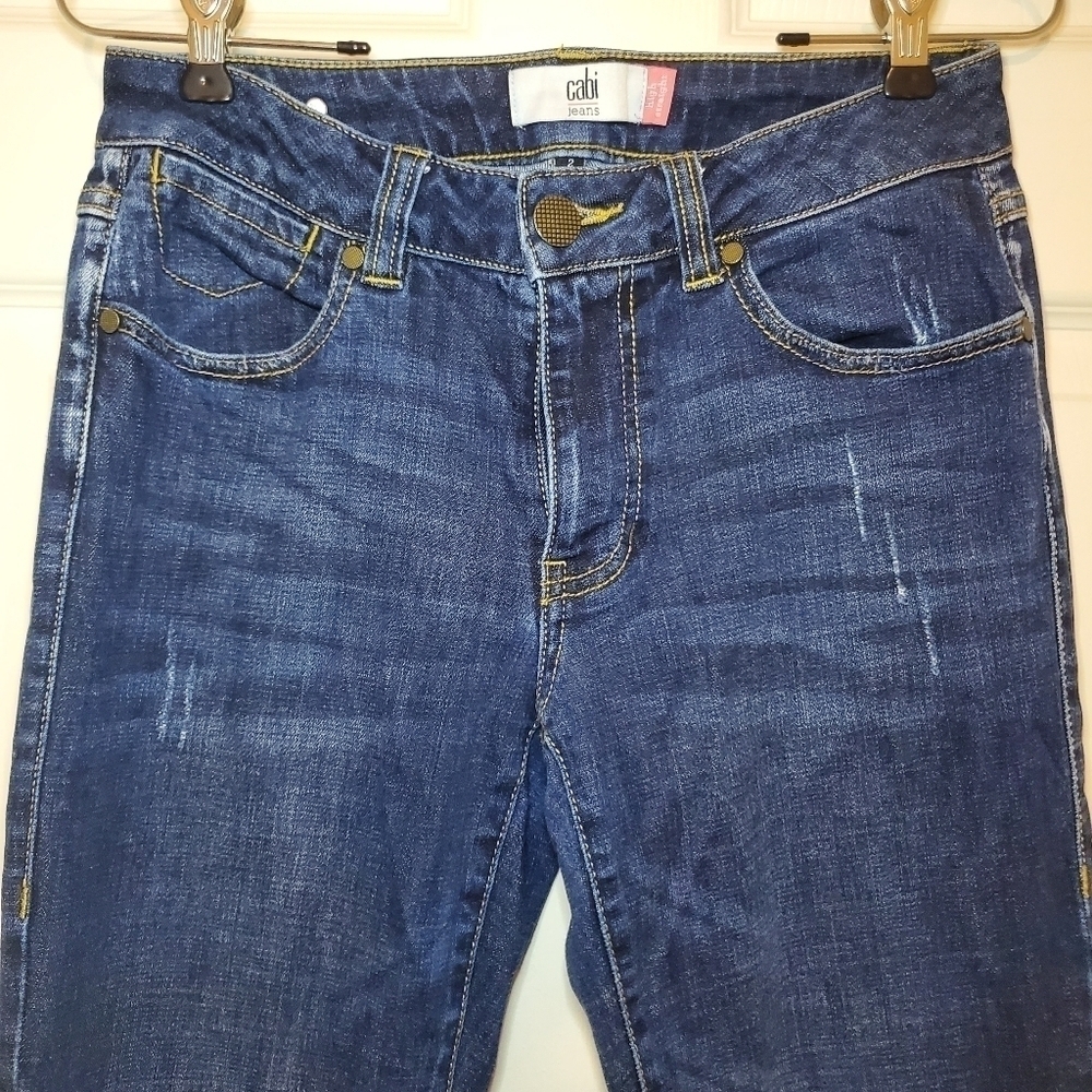 Cabi High Straight jeans Sz 2 Distressed Blue - Picture 2 of 9